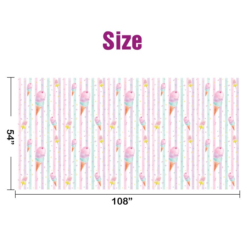 WERNNSAI Ice Cream Table Cloth - 1 Pack 108'' X 54'' Summer Tablecloths Ice Cream Party Decorations Pink Sprinkle Table Cover for Kids Girls Sweet One Birthday Baby Shower Supplies - Image 4